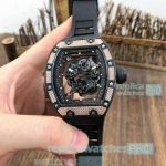 Swiss Copy Richard Mille RM 055 Carbon Fiber Watch Black Rubber Strap 42mm